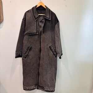 Zara TRF Oversized Denim Trench Coat Jacket Women’s Size L-XL